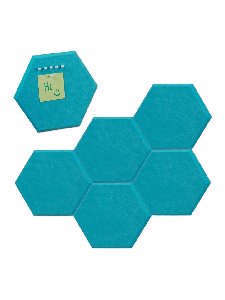 relaxdays 6 x Filzpinnwand in Blau - (B)30 x (H)26 x (T)0,9 cm günstig kaufen onesize