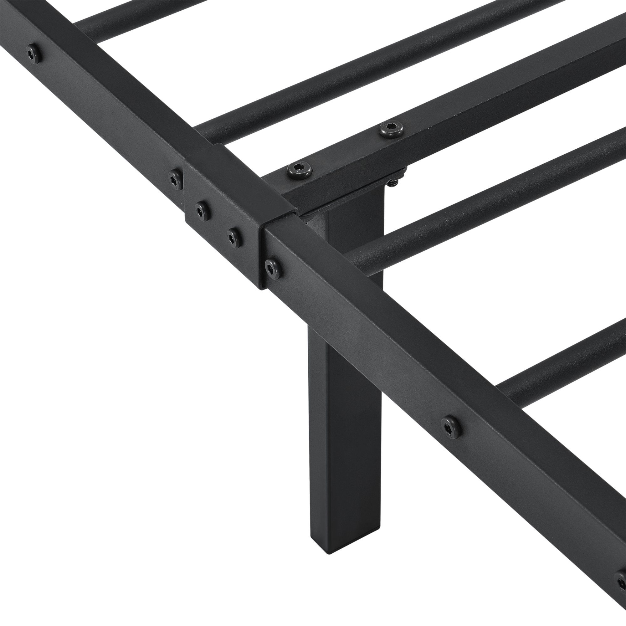 en.casa Metallbett, Damur - schwarz - 90x200cm - mit geschwungenem Kopfteil