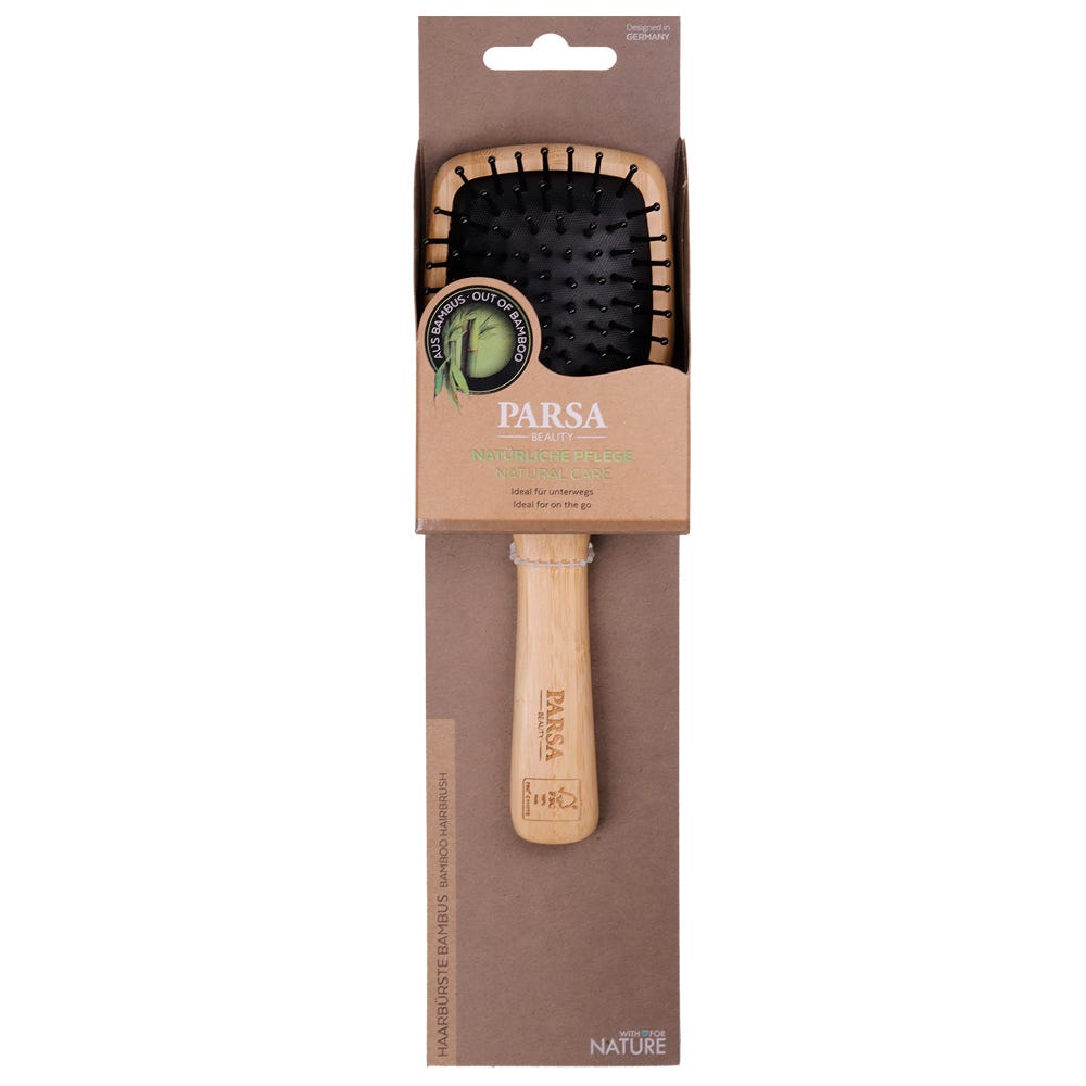 PARSA Beauty Profi FSC Holz Haarbürste Paddle Klein mit Kunststoffstiften