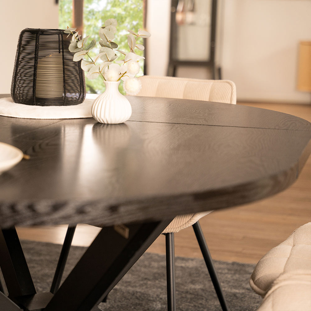 Home Deluxe HOME DELUXE Esstisch Rund Ausziehbar AVENTURA inkl. Sternfuß - 120 x 120 cm Dark Oak