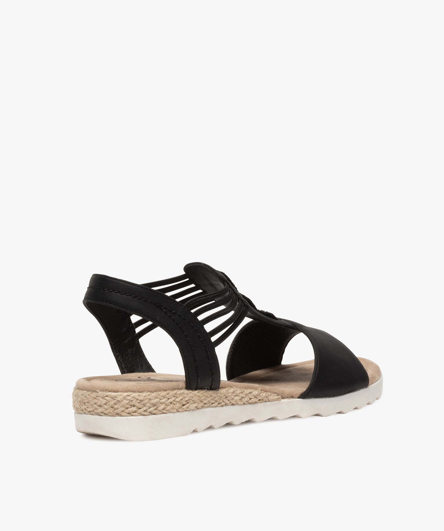 Sandales femme à petit talon compensé et brides élastiques noir | GEMO