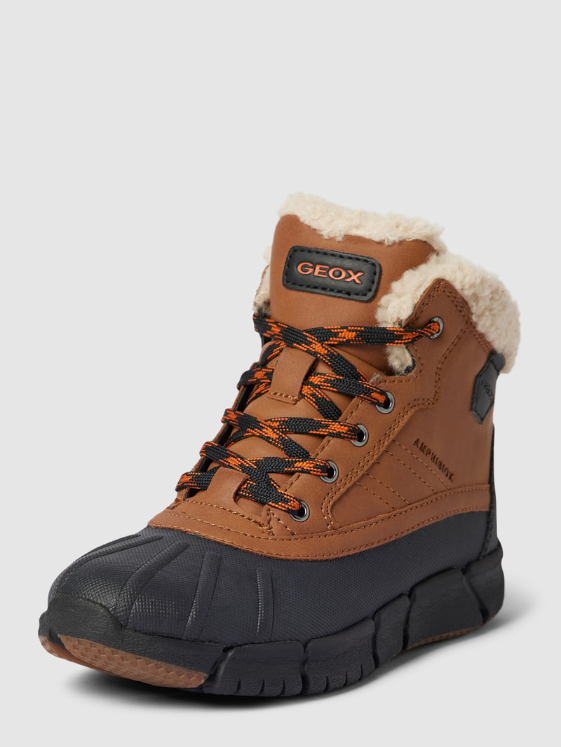 Schnürboots mit Label-Patch in camel