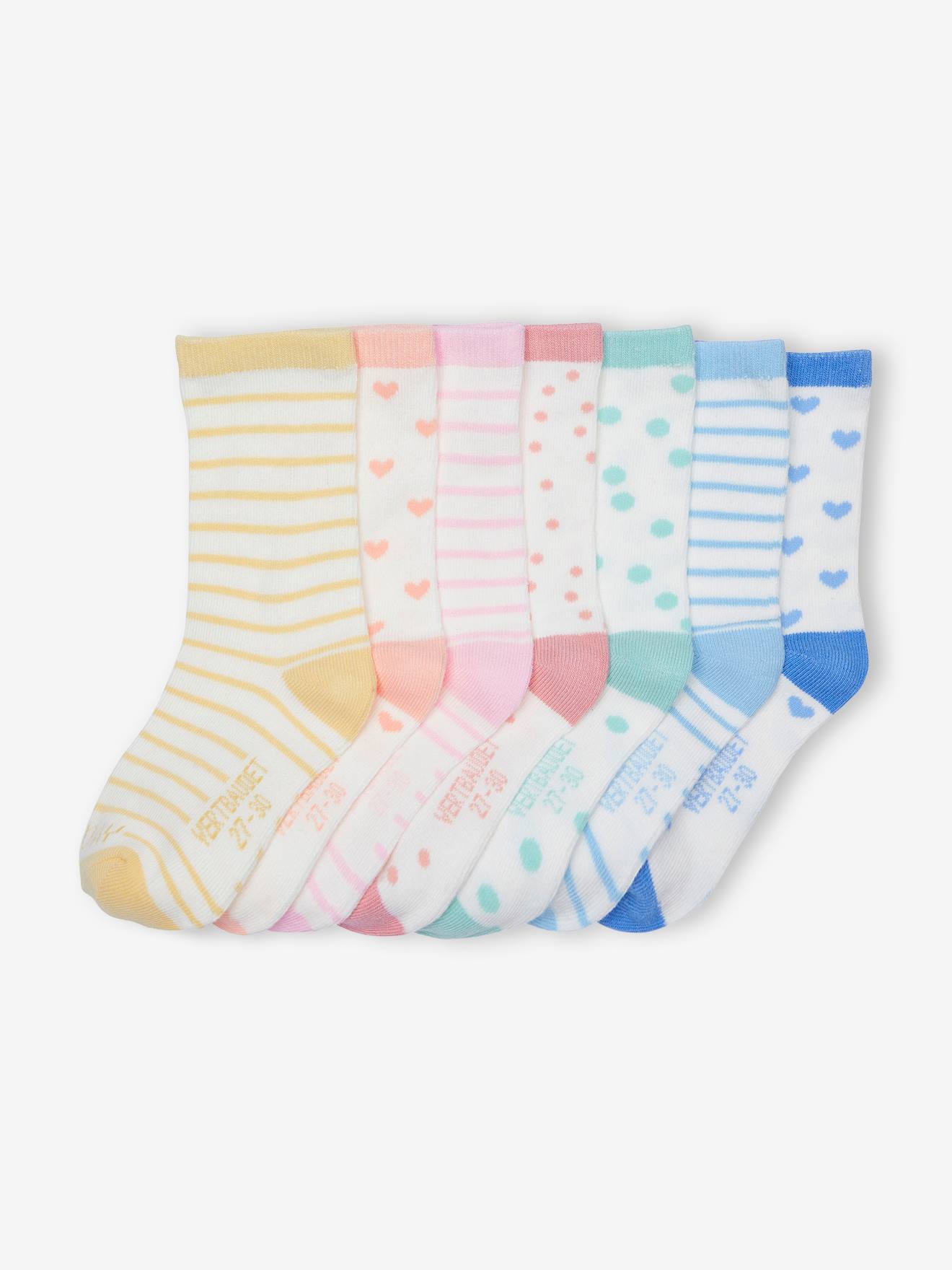 Vertbaudet 7er-Pack Mädchen Socken mit Wochentag Oeko-Tex - wollweiß