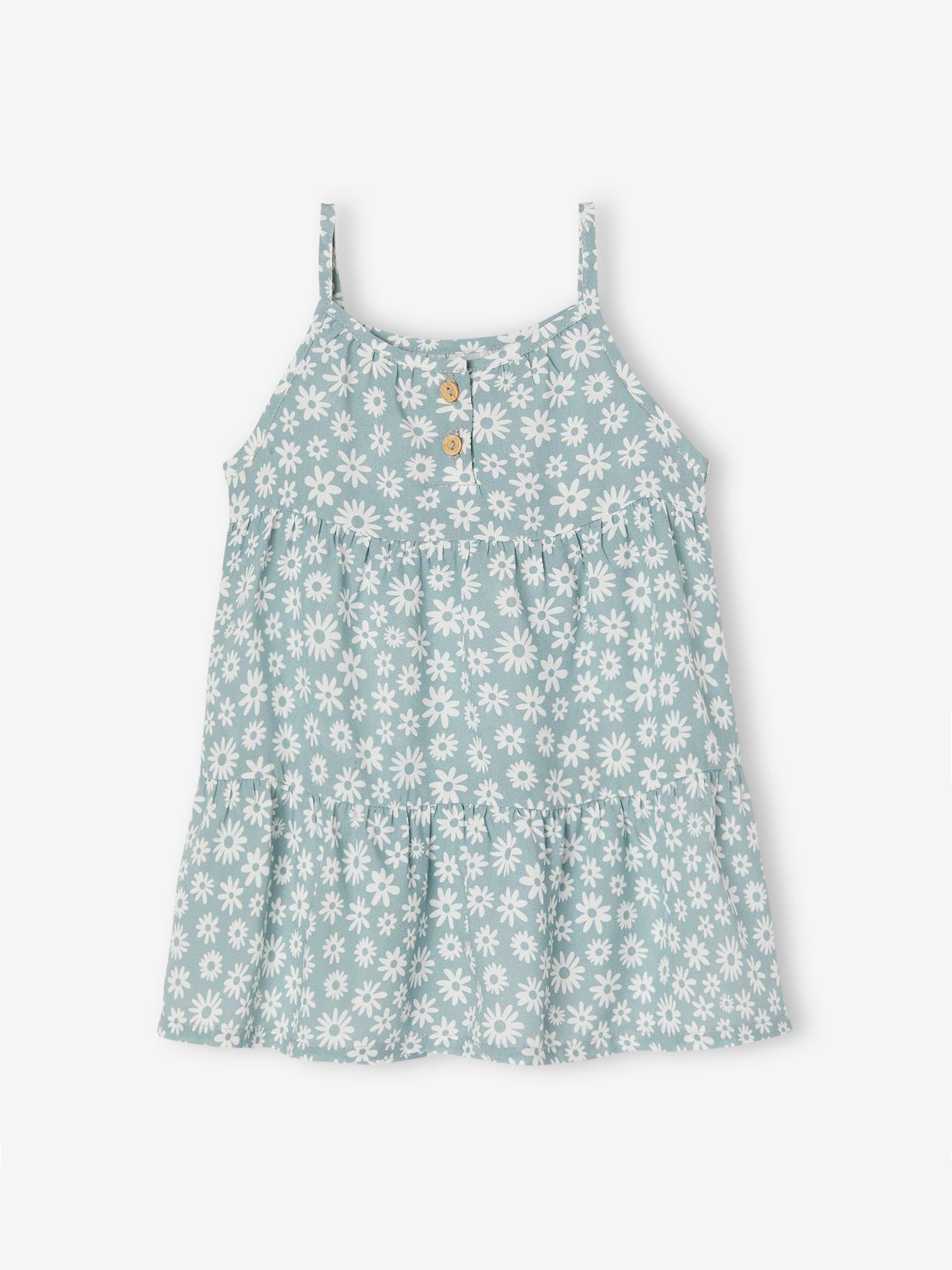 Vertbaudet Baby Kleid mit Volants - hellblau geblümt