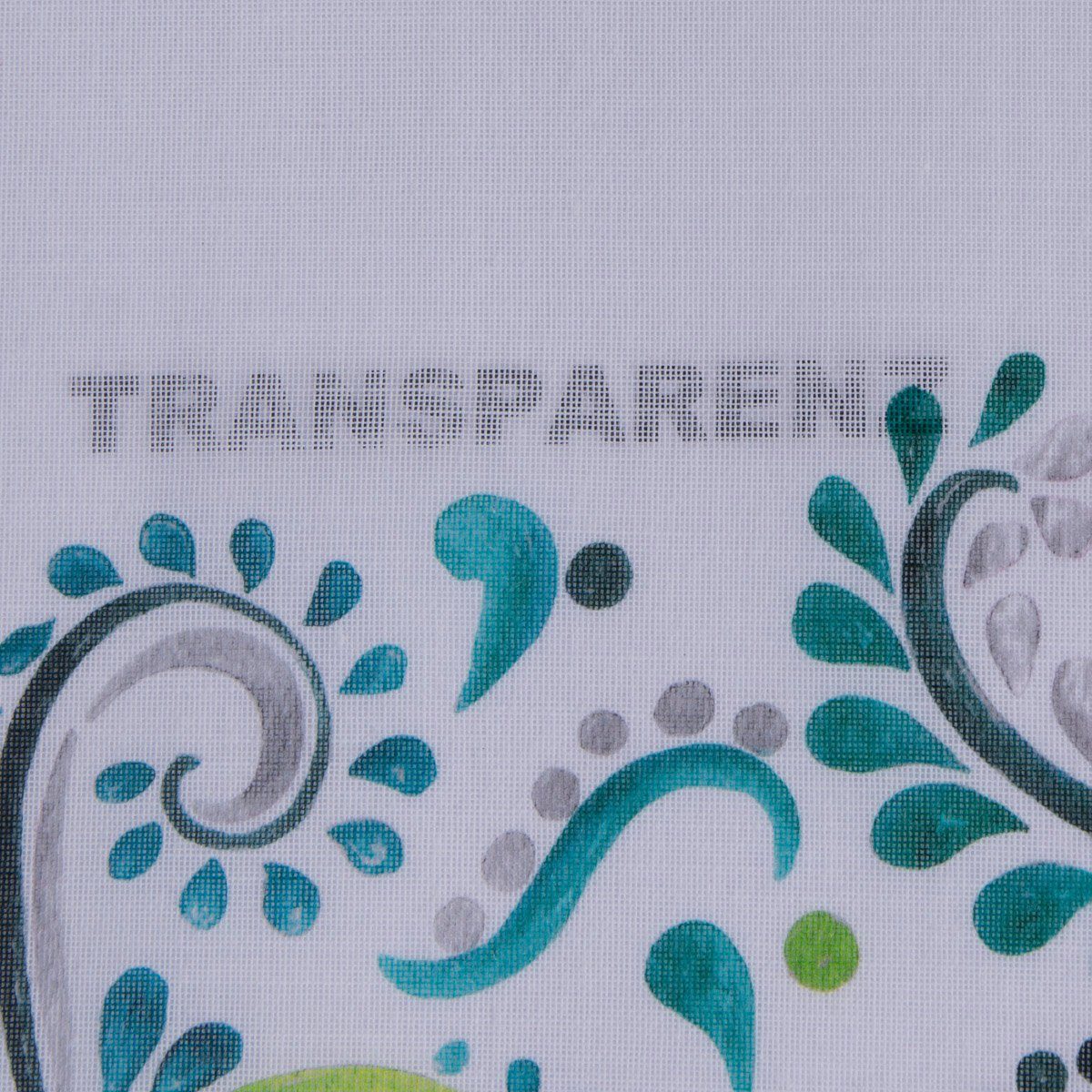 Meterware Stores Bordüre Paisley Ranken weiß grün petrol grau raumhoch 300cm, SCHÖNER LEBEN., halbtransparent, Kunstfaser