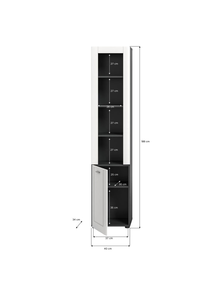 ebuy24 Hochschrank Lago Weiß 40 x 34 cm günstig kaufen onesize