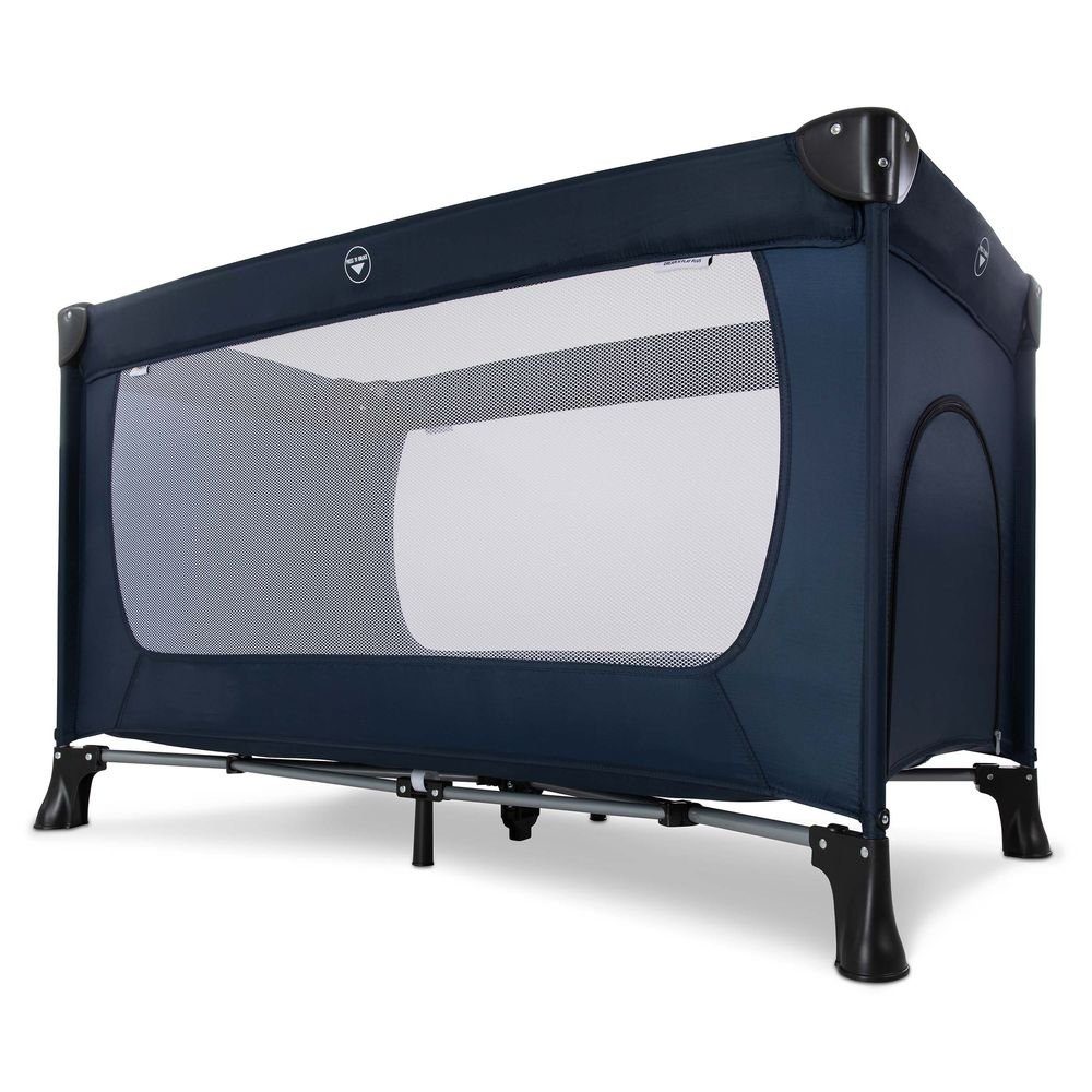 Hauck Baby-Reisebett Dream'n Play Plus - Navy, Baby Kinder Reisebett mit Matratze, 2 Spannbettlaken & Insektenschutz