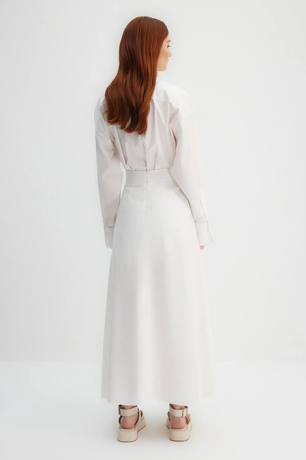 Trendyol Modest  X Kevser Sarıoglu Ecrufarbener, gerippter, gefütterter Webrock TCLSS23EE00001