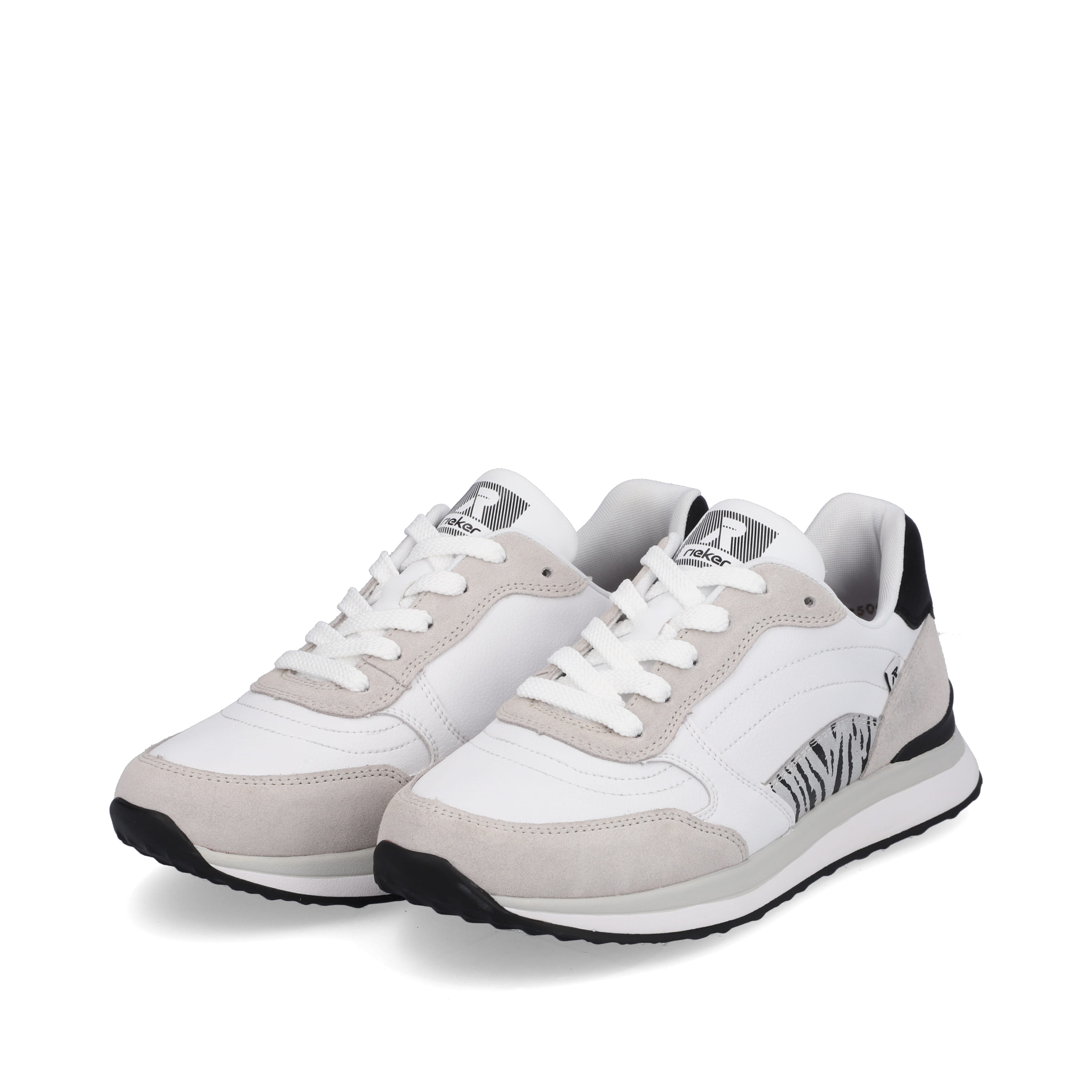 Rieker Damen Sneaker Low swan-white arctic-grey zebra