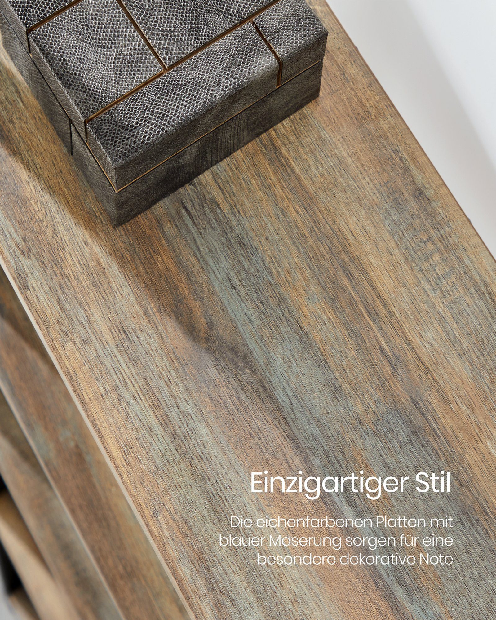 VASAGLE Bücherregal, Leiterregal, 24 x 158 x 166 cm, 14 Ablagen, Metall