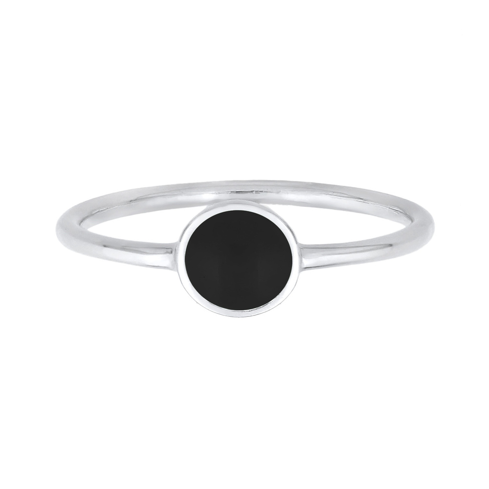 Elli Elli Bague Femmes Pile Solitaire Filigrane avec Émail Noir en Argent Sterling 925 Bague