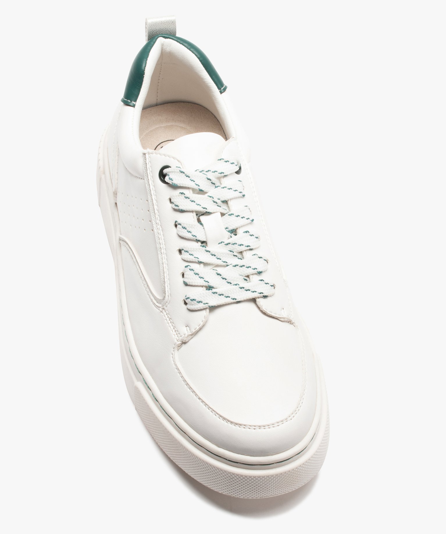 Baskets femme unies à lacets bicolores blanc | GEMO
