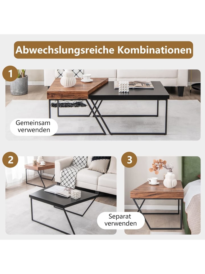 COSTWAY 2er Set Satztisch in Schwarz günstig kaufen onesize