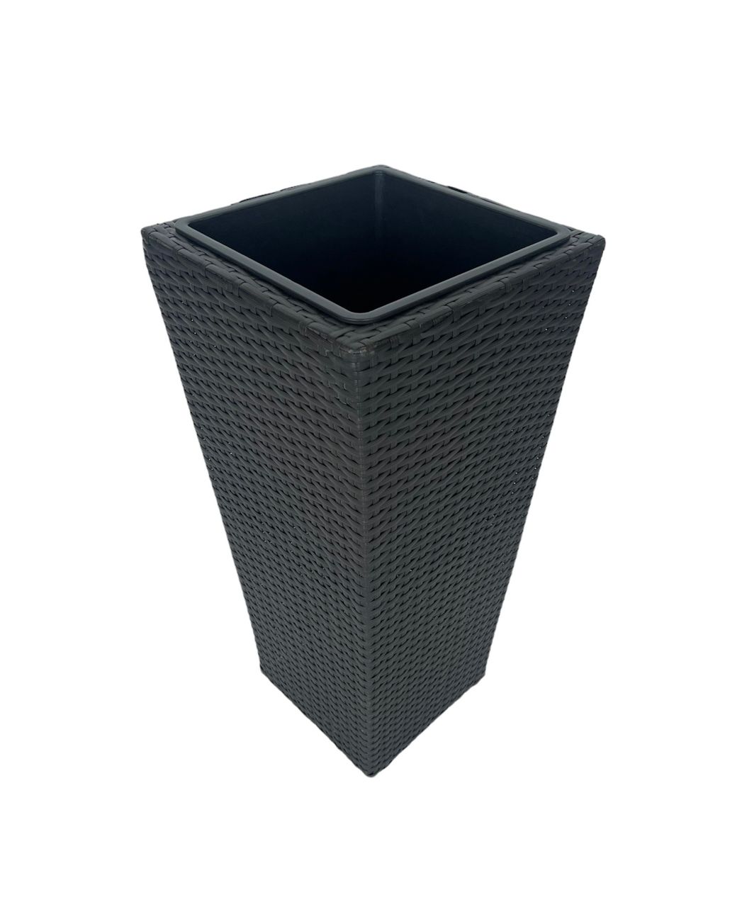 HC Garten & Freizeit Blumentopf Rattan Optik mit Plastiktöpfen eckig konisch