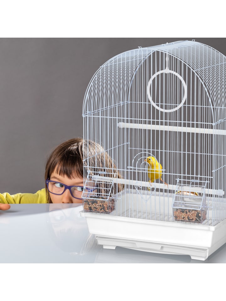 relaxdays Vogelkäfig in Weiß - (B)34,5 x (H)49,5 x (T)31 cm günstig kaufen onesize
