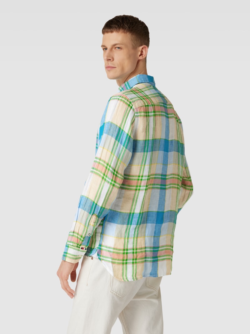 Regular Fit Freizeithemd aus Leinen mit Button-Down-Kragen in grasgrün