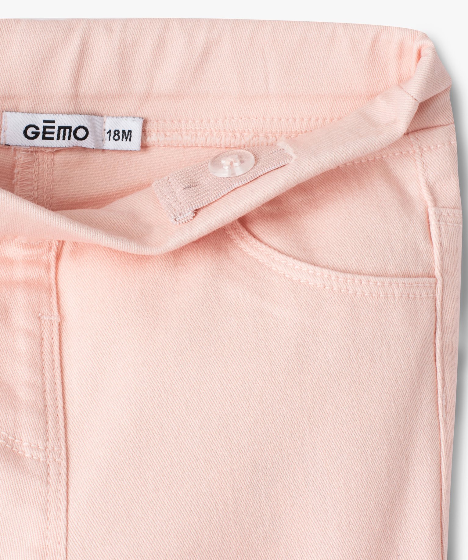 Pantalon bébé fille slim uni à taille élastiquée rose | GEMO