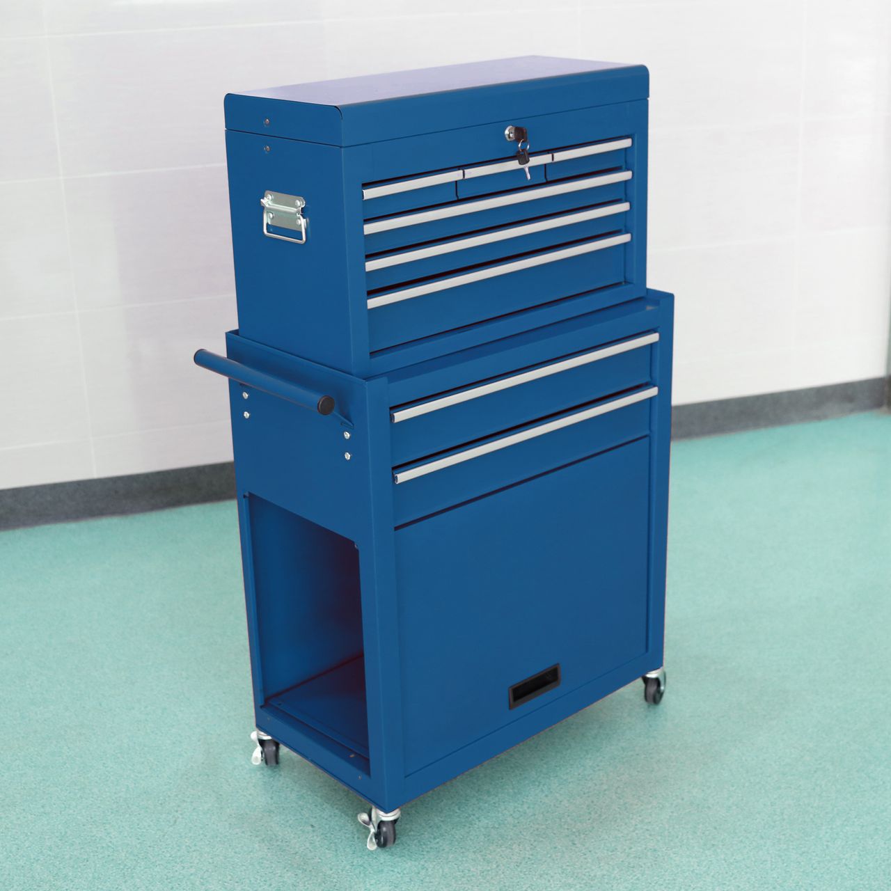 Tech Craft Tech Craft 2 in 1 Werkstattwagen - blau, 7 Schubladen