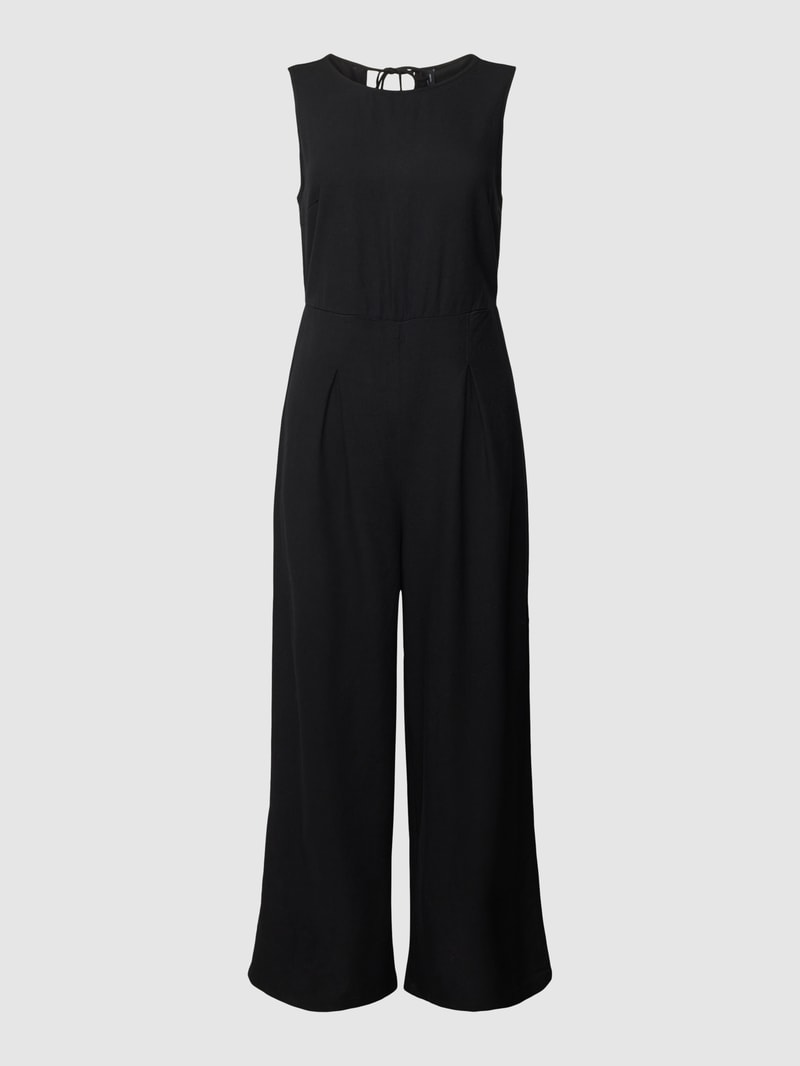 Jumpsuit aus Viskose-Leinen-Mix mit Kellerfalten Modell 'MILO' in schwarz