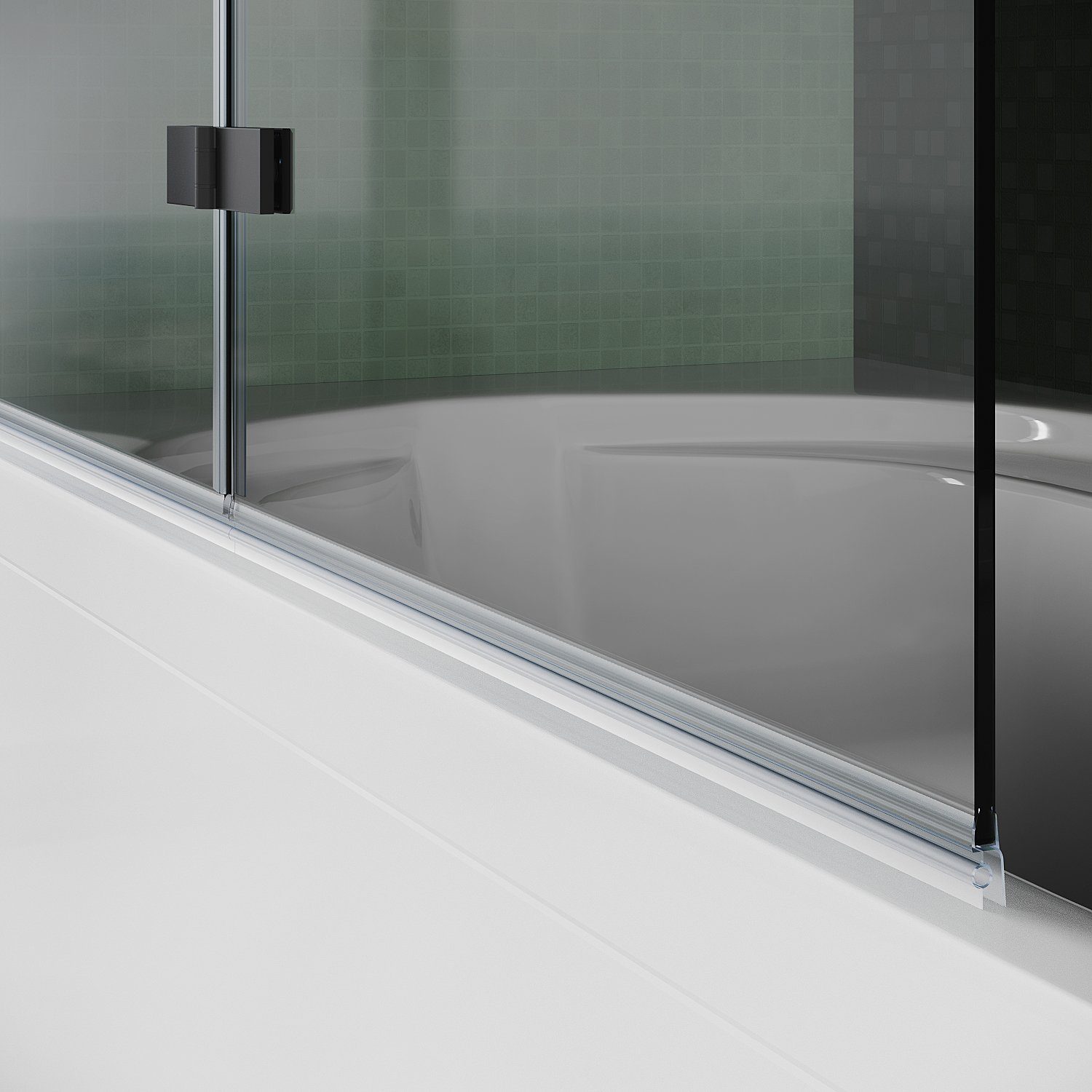 SONNI Badewannenaufsatz NANO Glas, 120x140cm, mit Seitenwand, Faltbar, Schwarz, Einscheibensicherheitsglas mit Nano Beschichtung, für Badezimmer, faltbar