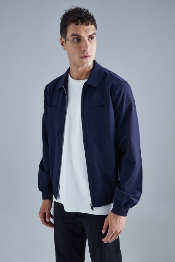 Stretch Harrington-Jacke mit Taschen
