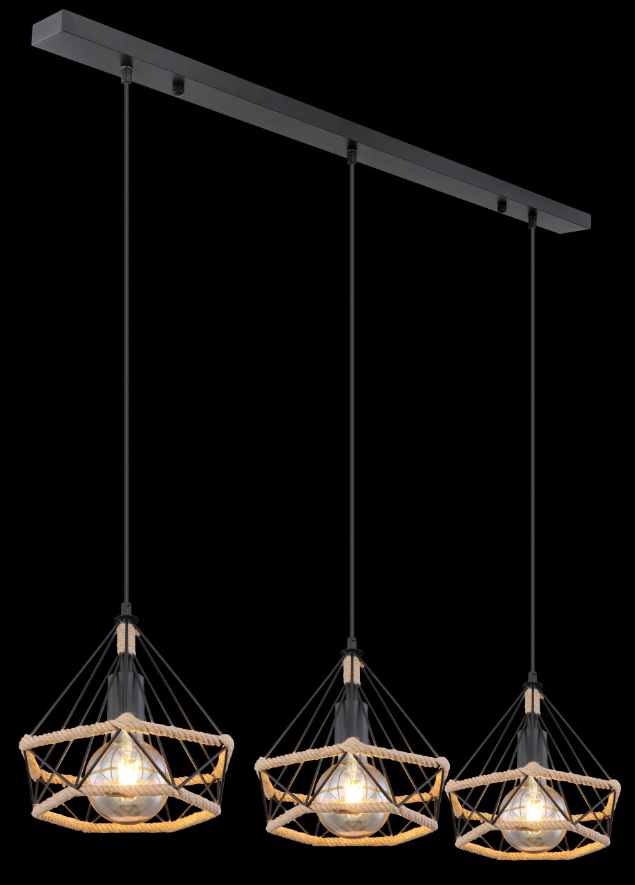 Globo Lighting - ULLEU - Hängeleuchte Metall schwarz matt, 3x E27
