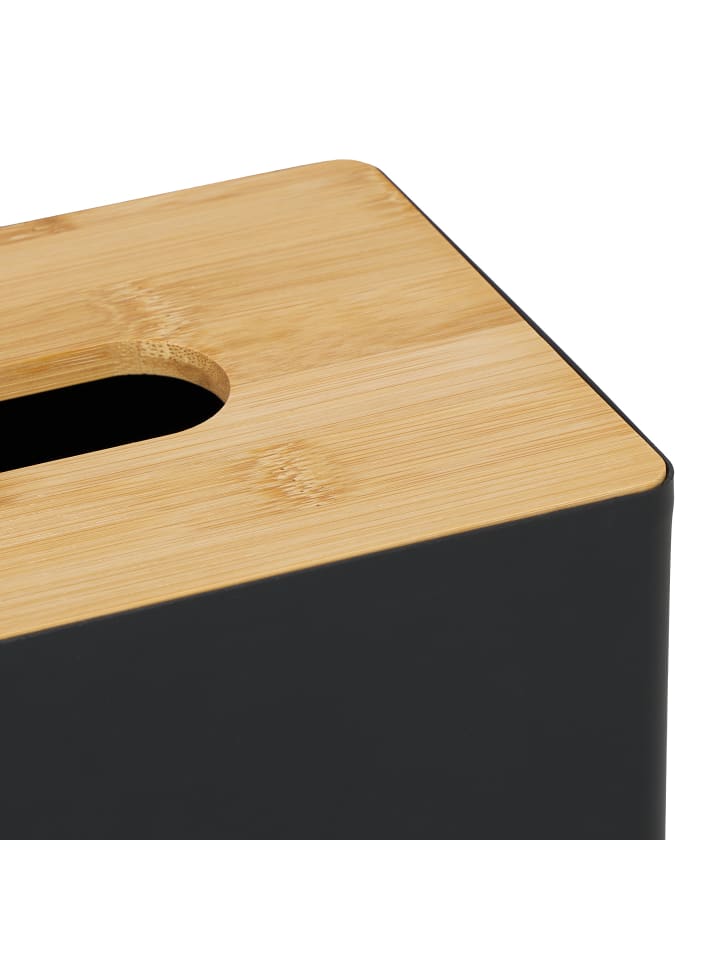 relaxdays Tücherbox in Schwarz/Natur - (B)26 x (H)10 x (T)14 cm günstig kaufen onesize