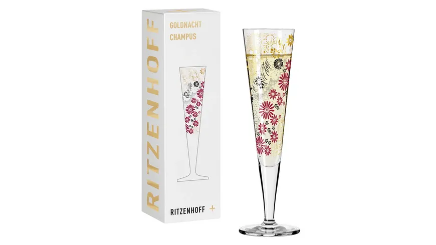 RITZENHOFF Goldnacht Champagnerglas #24 von Kathrin Stockebrand Gold, Schwarz, Rot