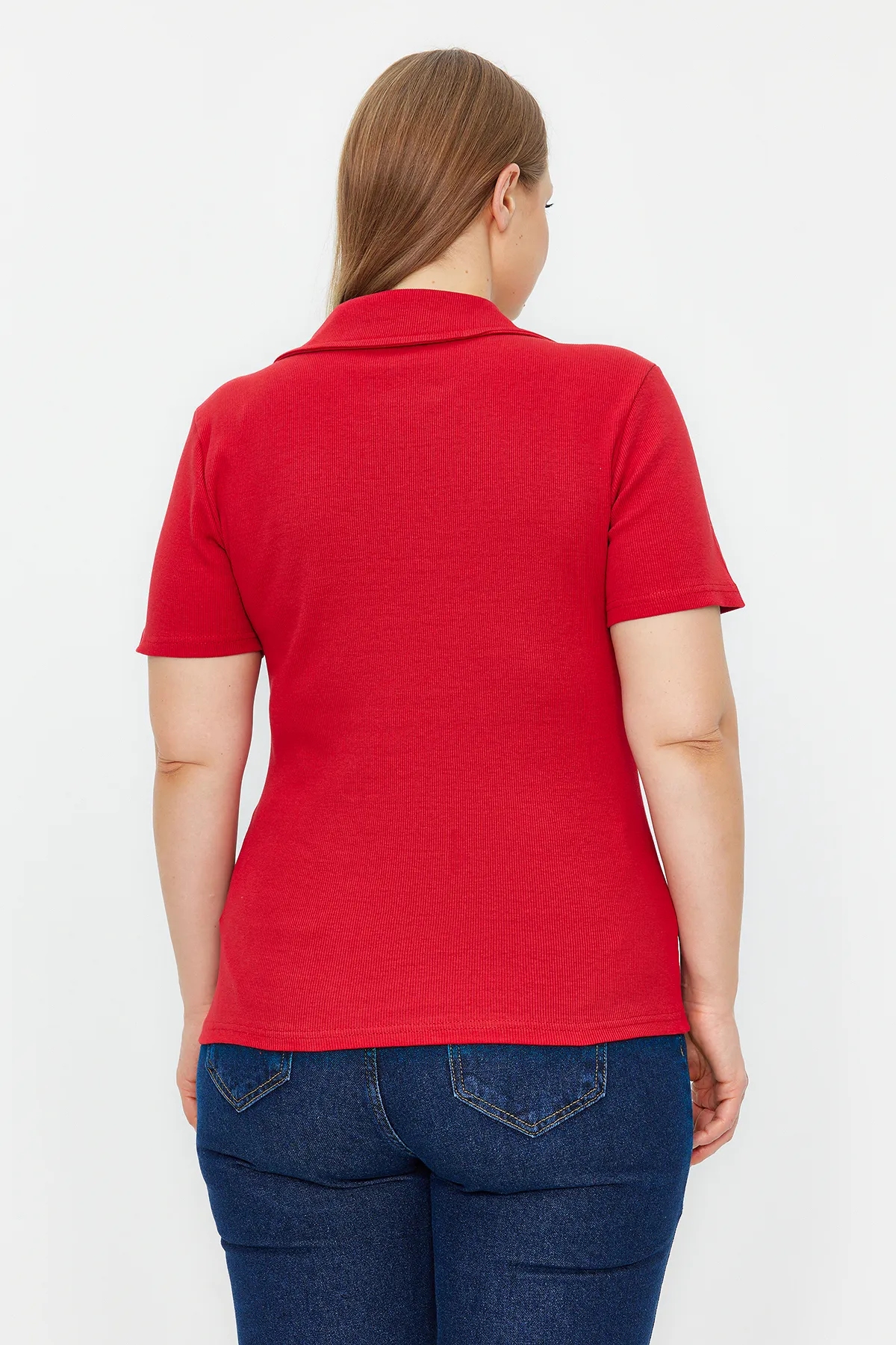 Trendyol Curve  Rote schnurgebundene Strickbluse TBBSS22BZ0750
