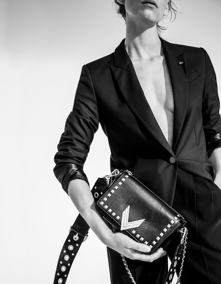 Le sac 111 Janis cuir d'agneau noir rock femme