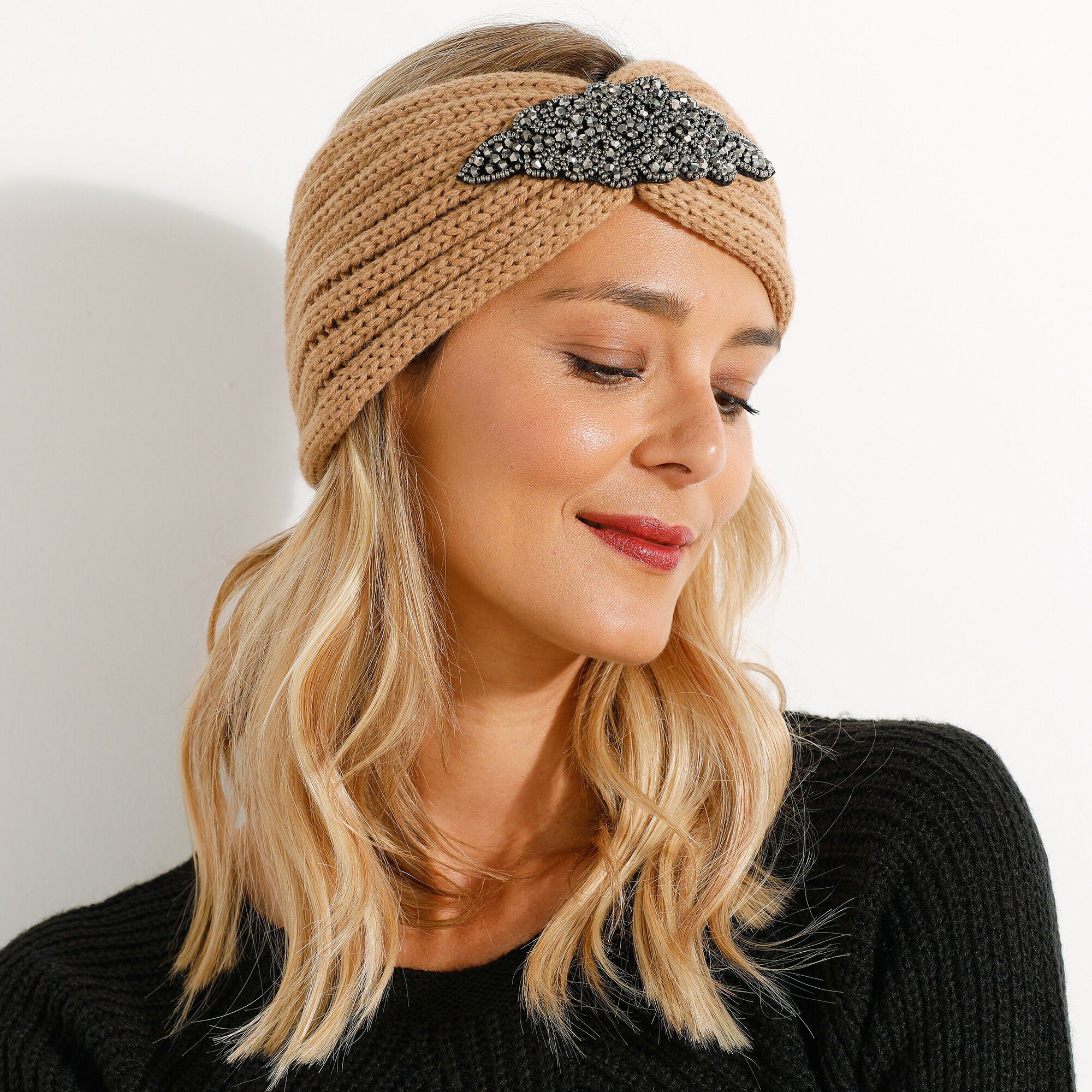 Headband en maille avec bijou
