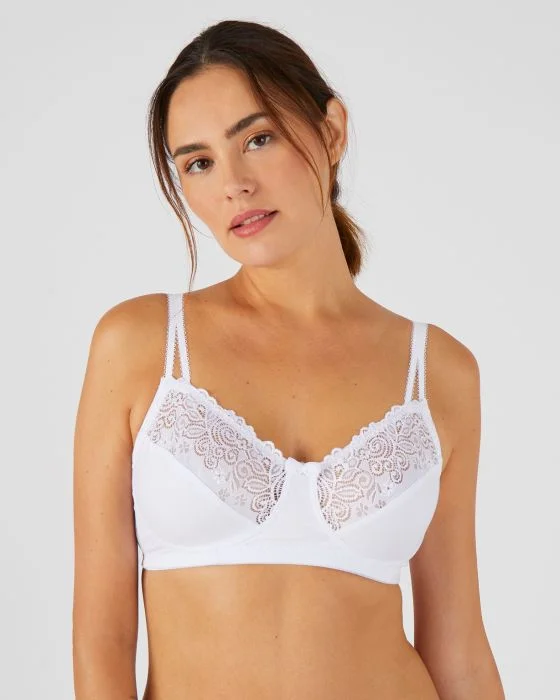 Lot de 2 soutiens-gorge sans armatures dentelle et coton