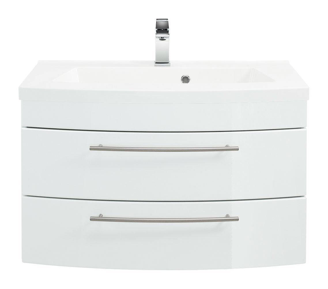 Posseik Badmöbel Luna 80 mit runder Front weiss hochglanz
