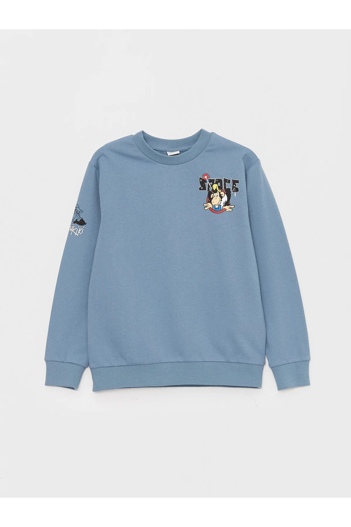LC Waikiki  Langärmliges Jungen-Sweatshirt mit Nostalgie-Affen-Print und Rundhalsausschnitt