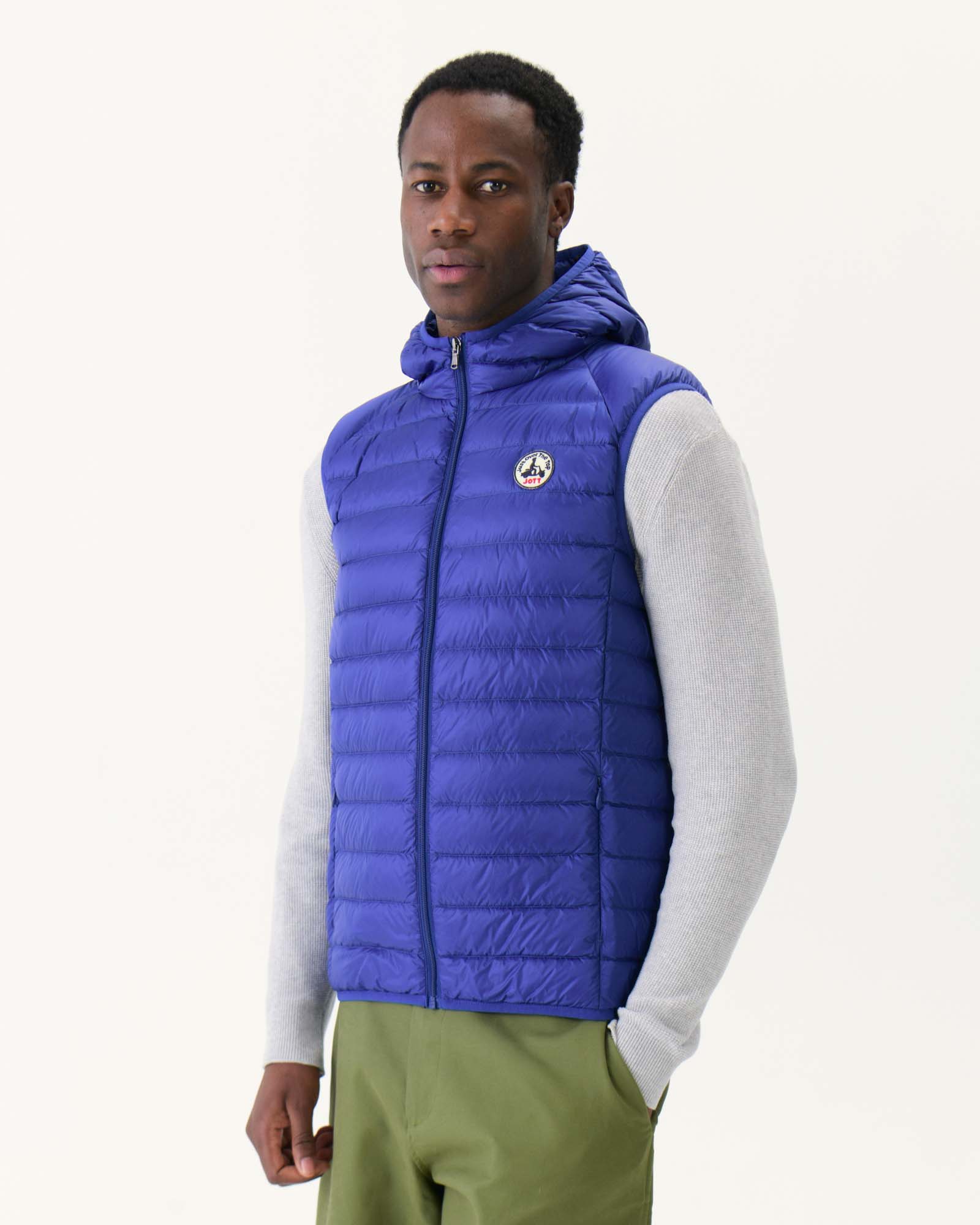 Doudoune sans manches à capuche Dark denim Pat