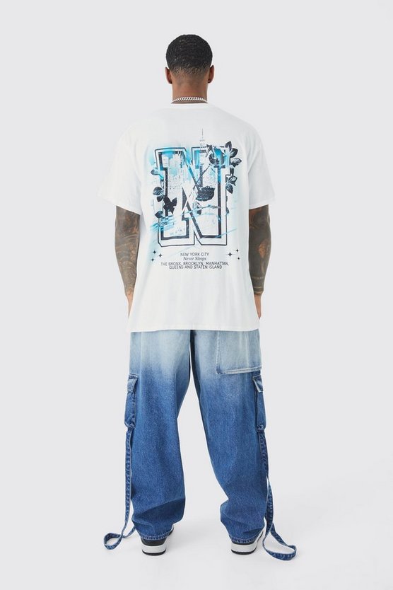 Lockere Jeans mit elastischem Bund und Farbverlauf