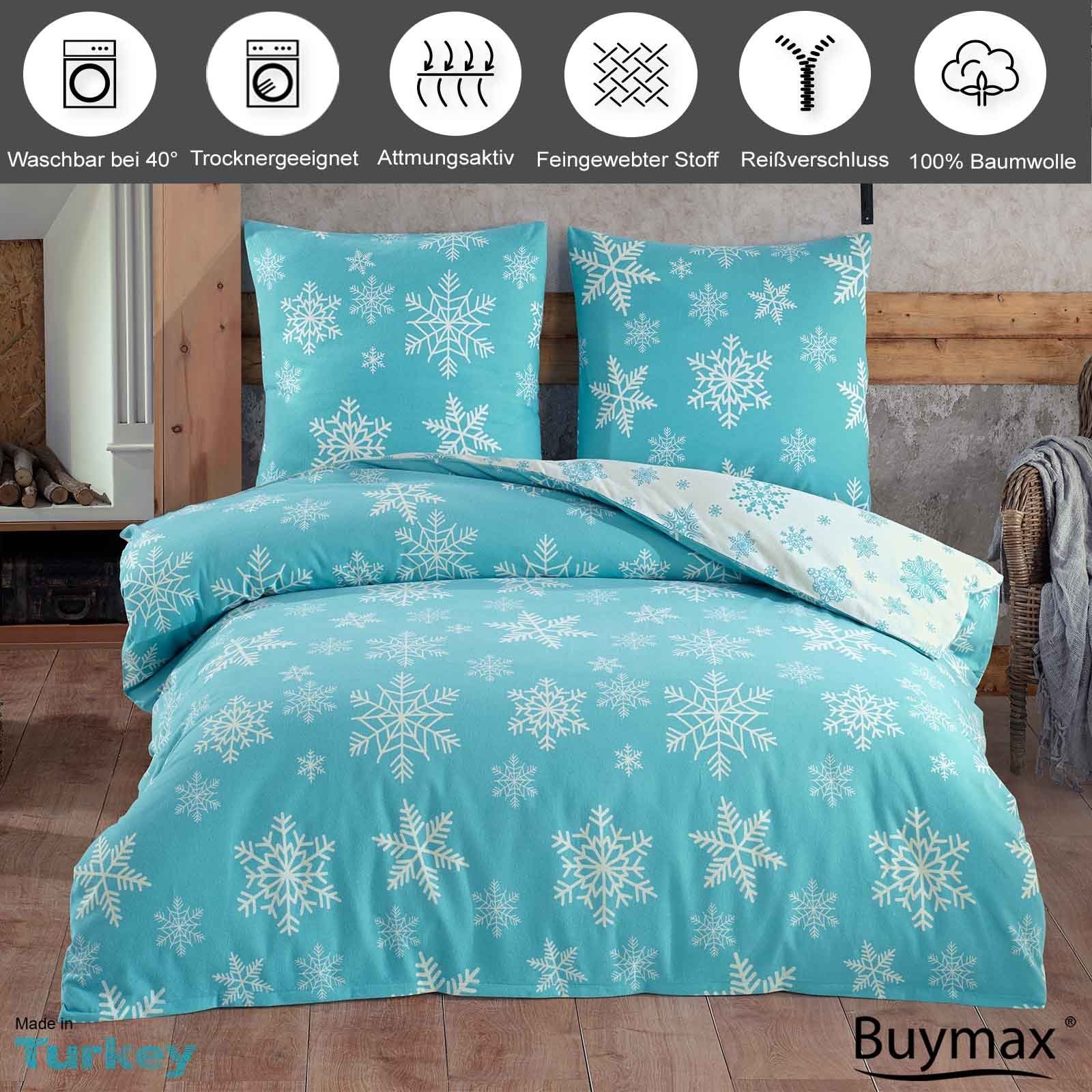 Bettwäsche, Buymax, Biber, 2 teilig, Biber Flanell 100% Baumwolle Winterbettwäsche