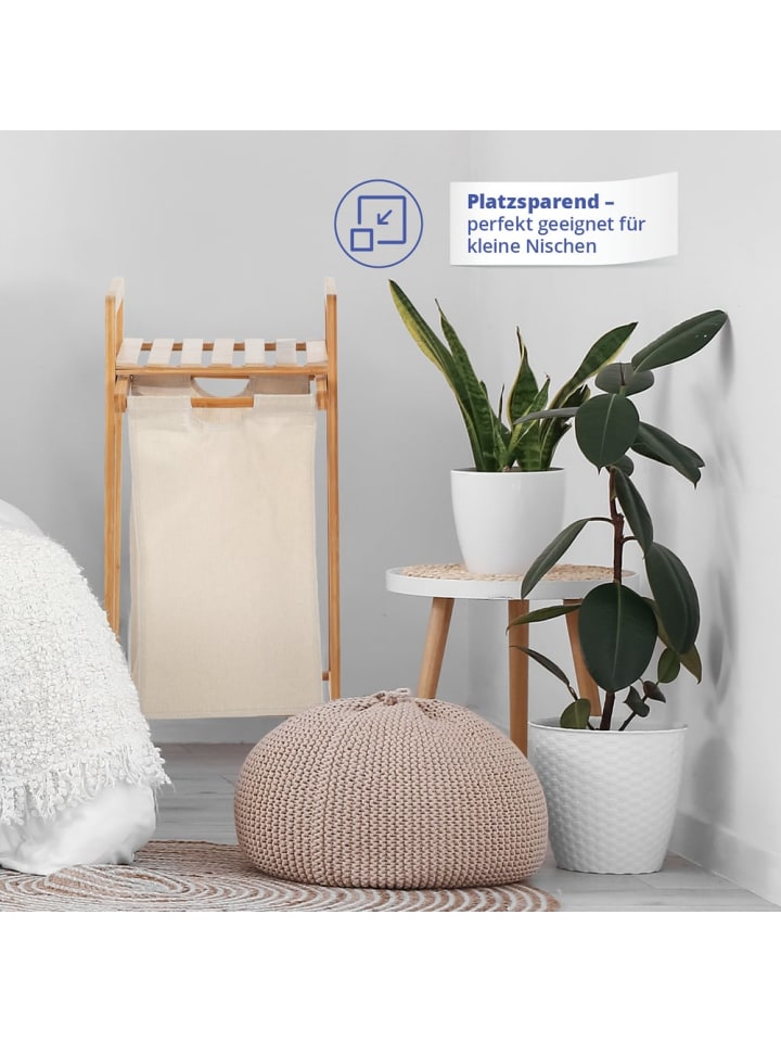 Lumaland Lumaland Wäschekorb Bambus 33x33x73cm holzfarben/beige Wäschesack ausziehbar günstig kaufen onesize