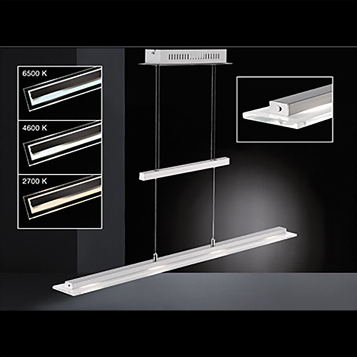 Fischer & Honsel LED Pendelleuchte Tenso TW 115 cm nickelfarben