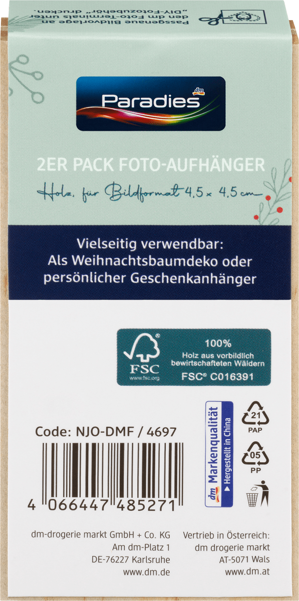 Fotoaufhänger aus Holz für 2 Bilder, 2er Pack, 2 St