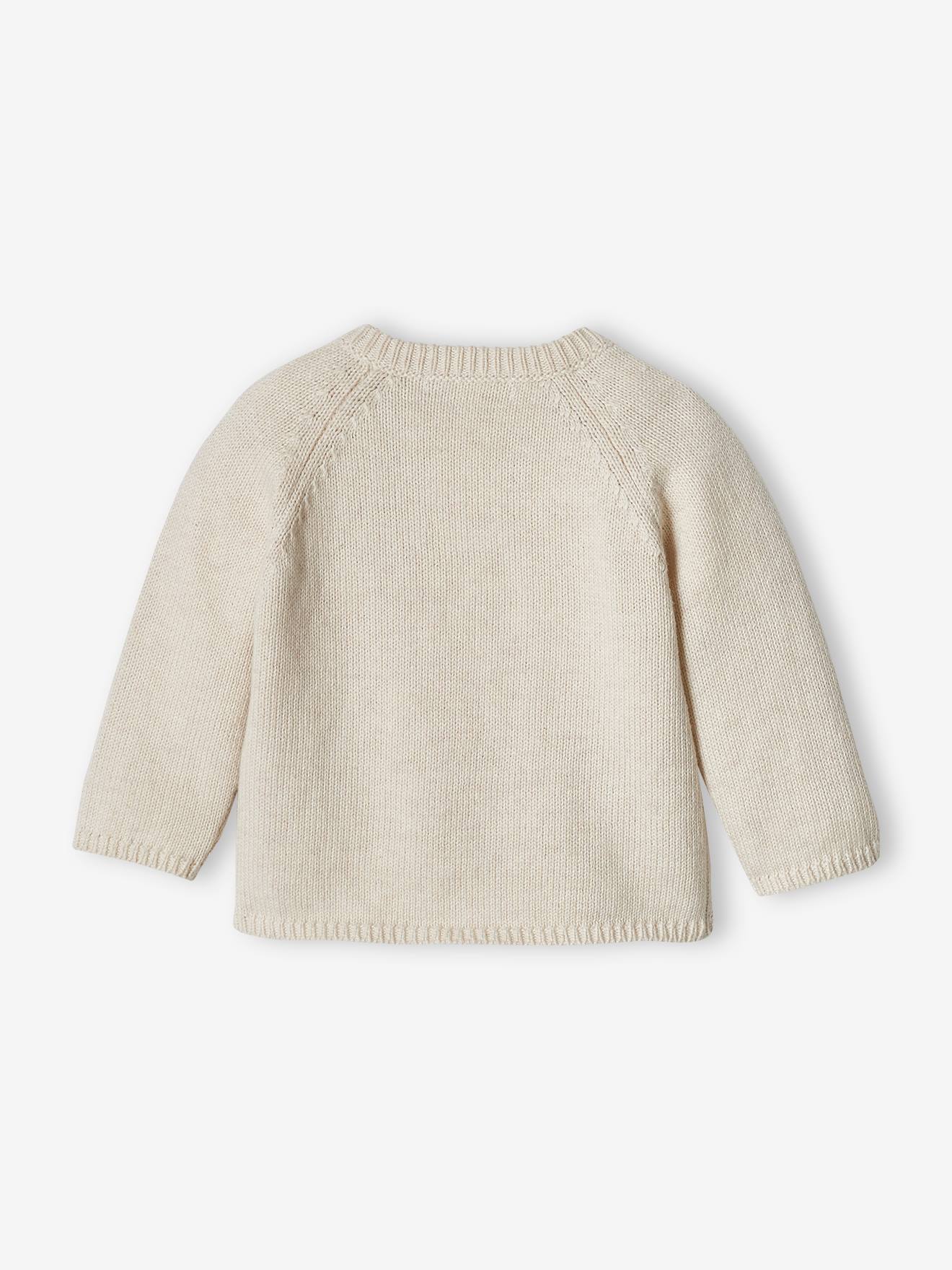 Vertbaudet Baby Strickpullover, Knöpfe vorn Oeko-Tex - beige meliert