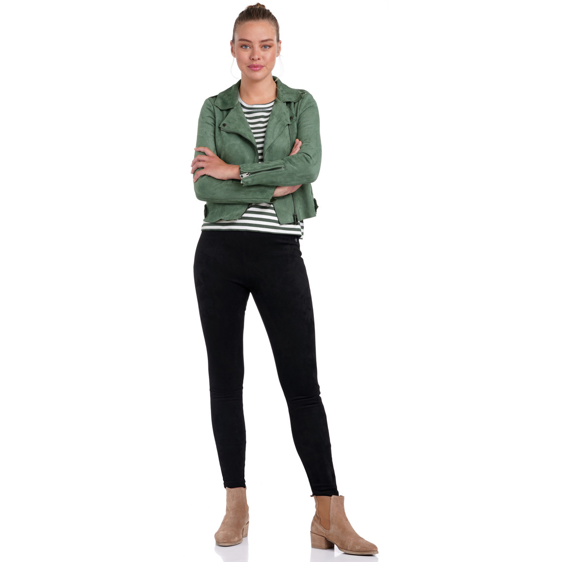 Damen Velours-Bikerjacke mit Reißverschluss