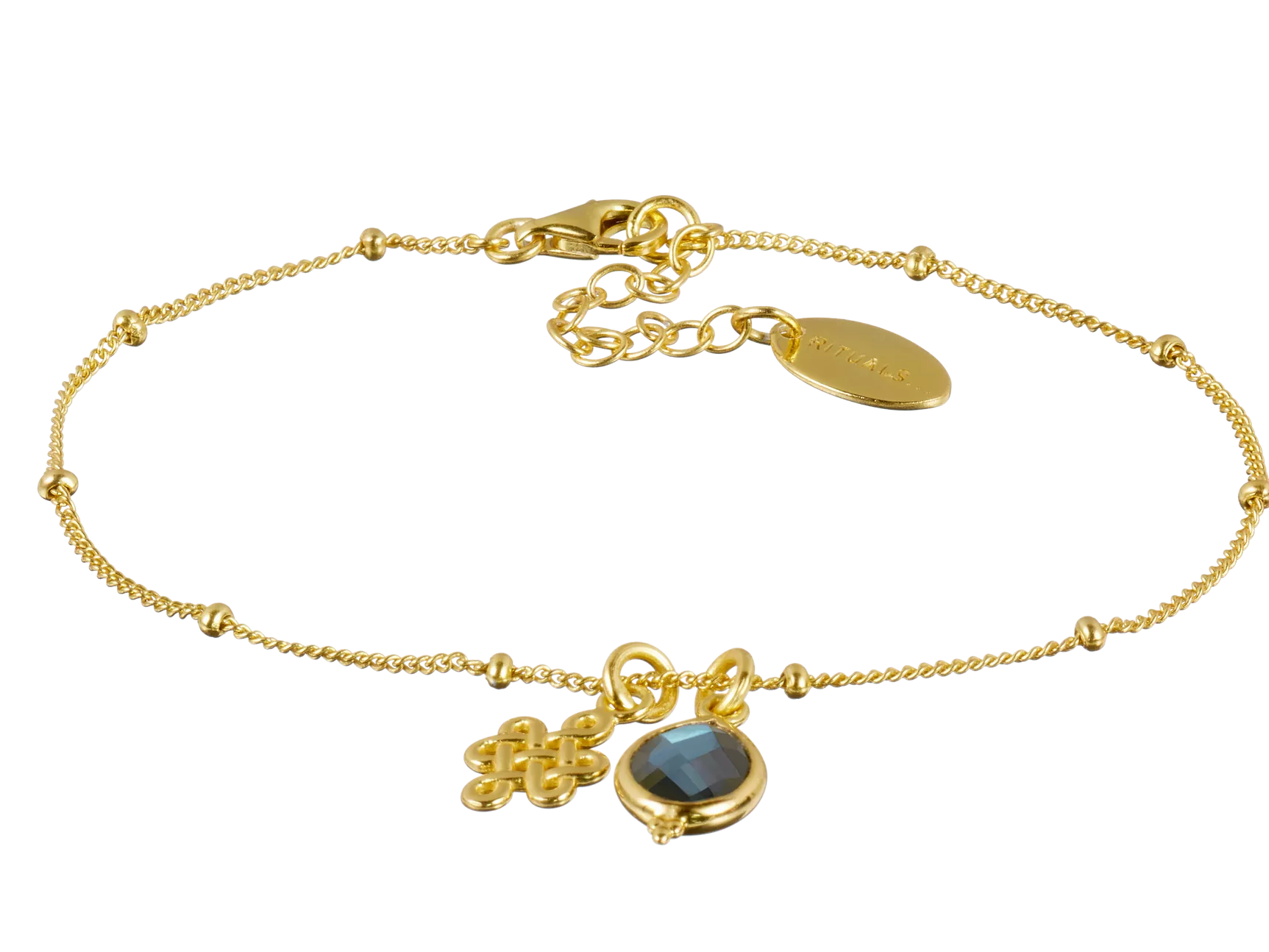 Bracelet pendentif infini en labradorite plaqué or