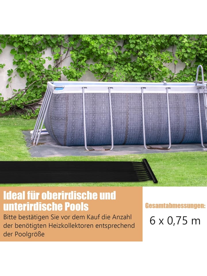 COSTWAY Solarkollektor Poolheizung 6m in Schwarz günstig kaufen onesize