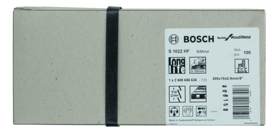 Bosch Blue Accessories 2608656636 S1022HF bajonettsagblad fleksibelt for tre og metall 200 mm 100 deler