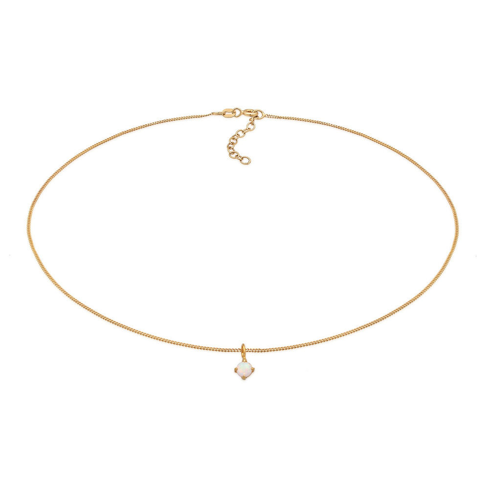 Elli Elli Collier Femmes Choker Solitaire Pendentif Simple avec Synth. Opale en argent collier