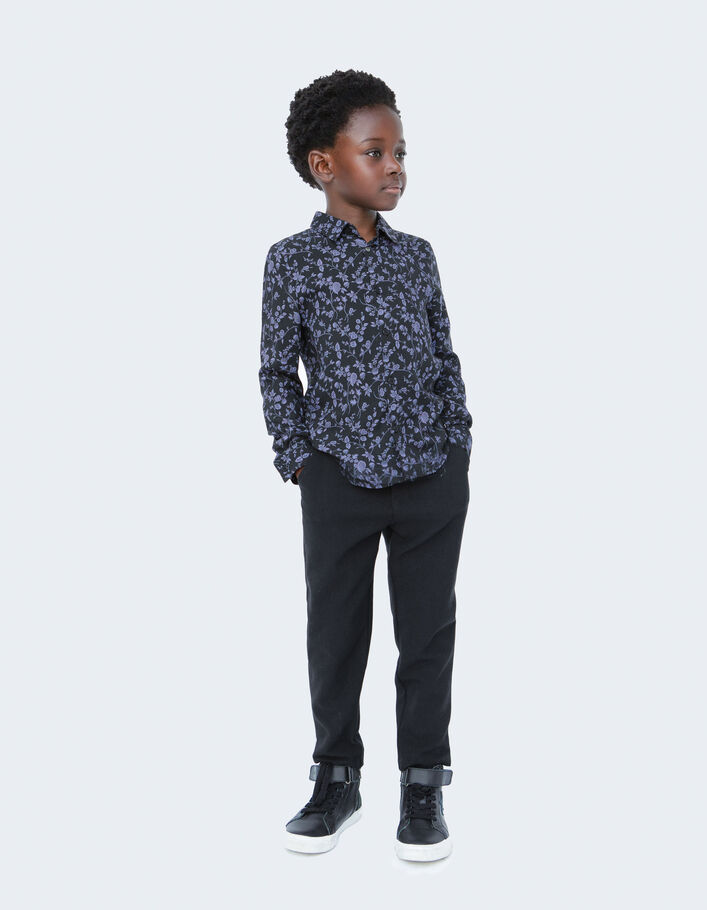 Chemise violet et noir LENZING™ ECOVERO™ fleurs garçon