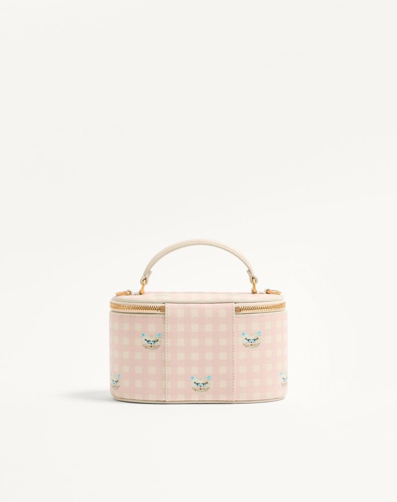 Le Chat De La Maison Mini Vanity Bag Assinatura VLogo em couro de bezerro Granato