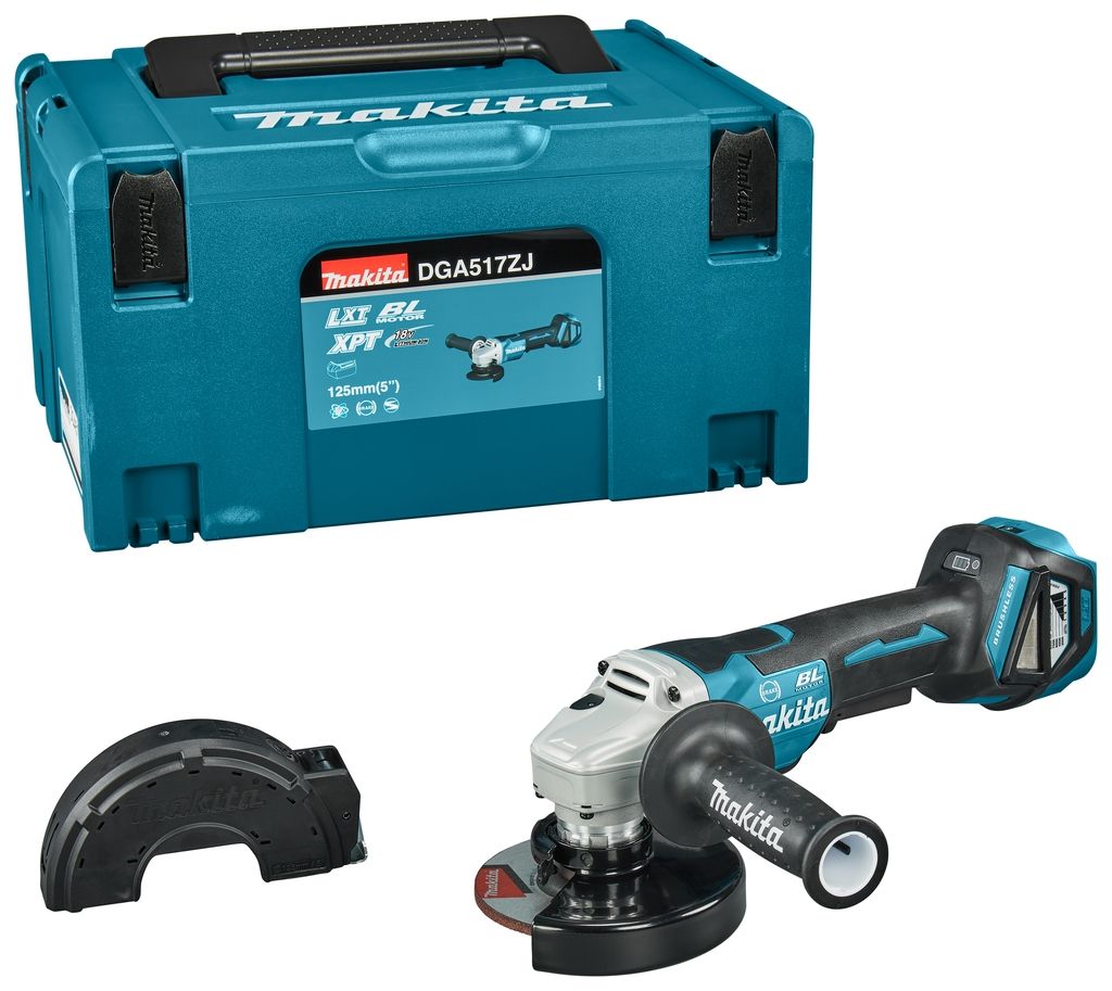 Makita DGA517ZJ 18V vinkelslip 125 mm med broms exkl. batterier och laddare i MBox