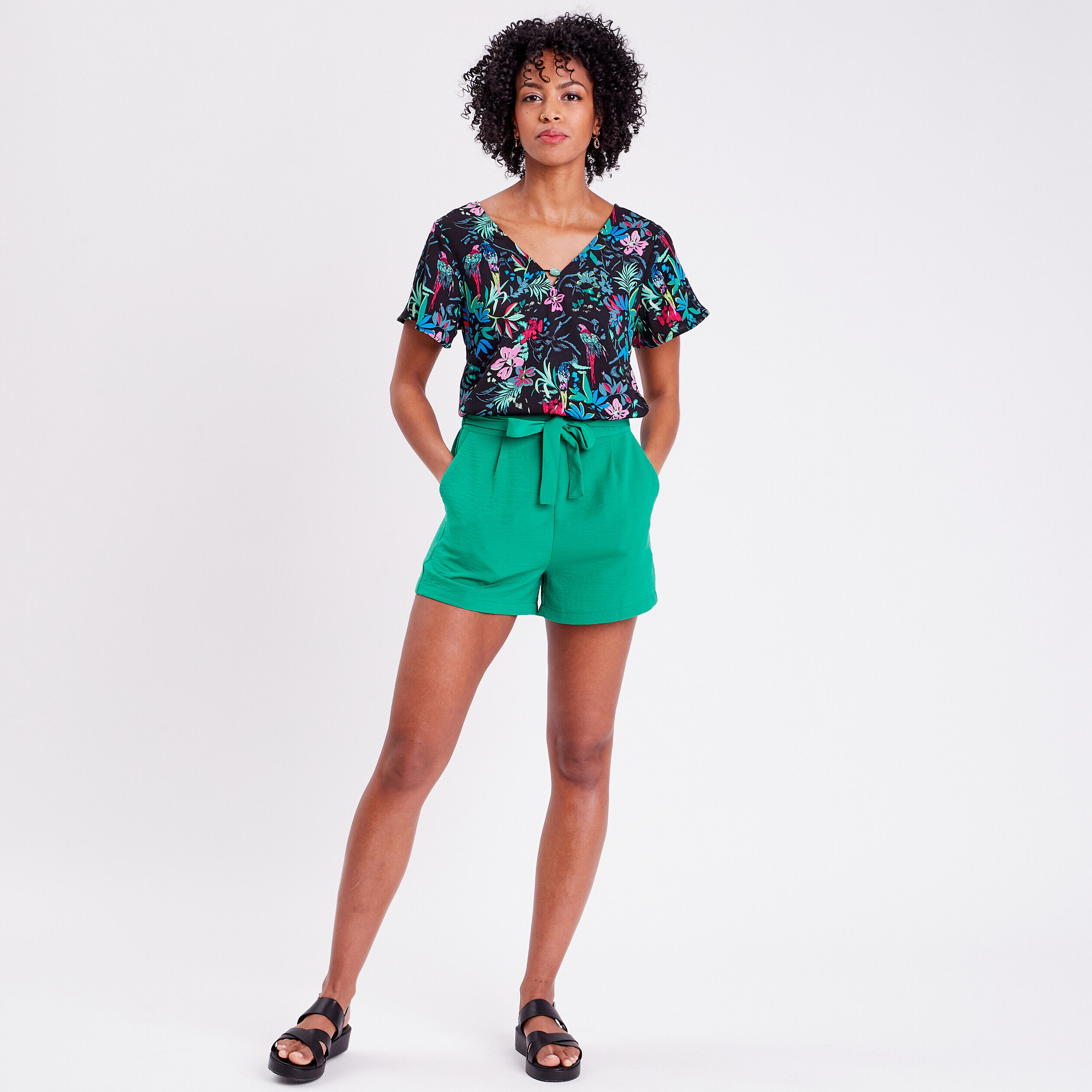 Blouse manches courtes noir femme | Cache Cache